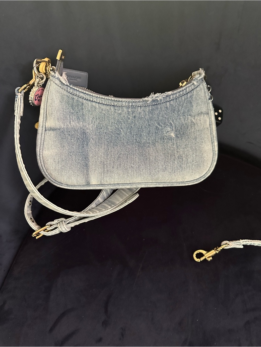 Coach Loved Denim Teri Shoulder Bag with Charm Accents - Picture 4 of 8